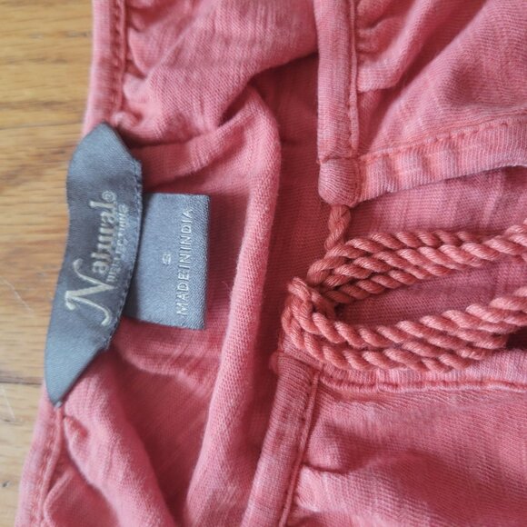Natural Reflections Womens S Peach Tie Front Tassel Top - Picture 5 of 6